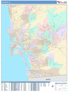 San Diego Digital Map Color Cast Style